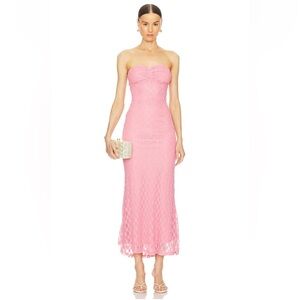 Bardot Strapless Pink Lace Dress